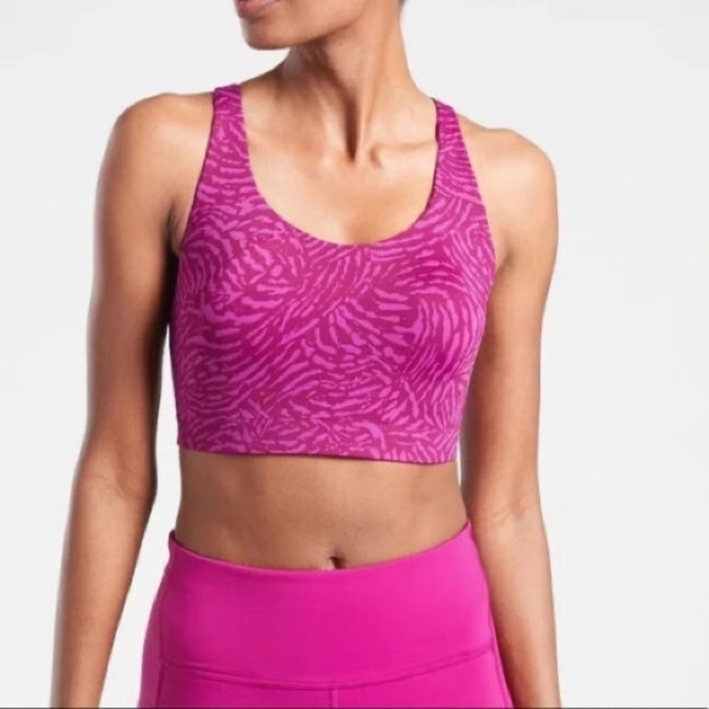 NWT! 2pk Athleta Advance Printed Bra Fiji- Magnolia Purple- Multiple 💿